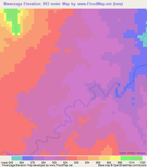 Mwanzaga,Tanzania Elevation Map