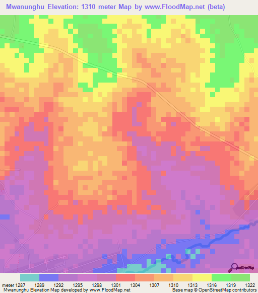 Mwanunghu,Tanzania Elevation Map