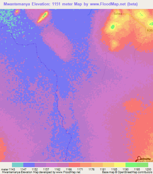 Mwantemanya,Tanzania Elevation Map