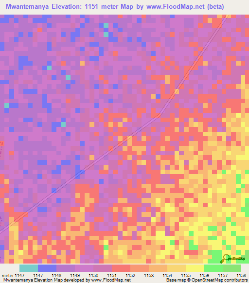 Mwantemanya,Tanzania Elevation Map