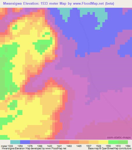 Mwansigwa,Tanzania Elevation Map