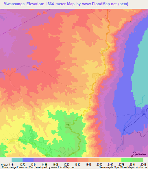 Mwansanga,Tanzania Elevation Map