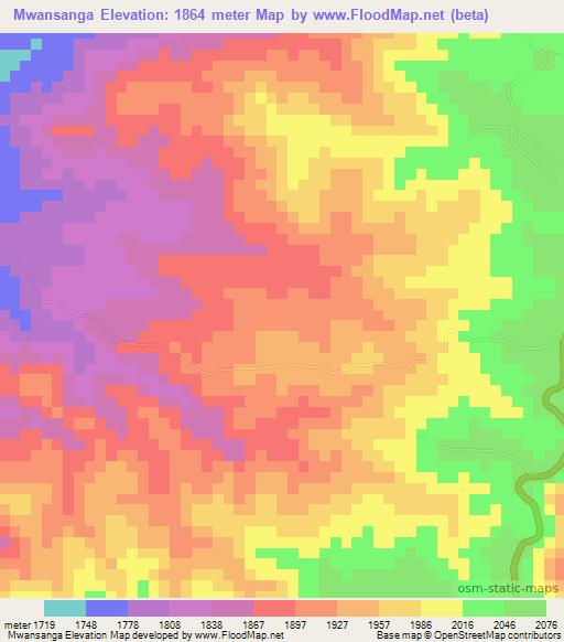 Mwansanga,Tanzania Elevation Map