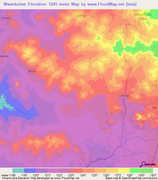 Mwankulwe,Tanzania Elevation Map