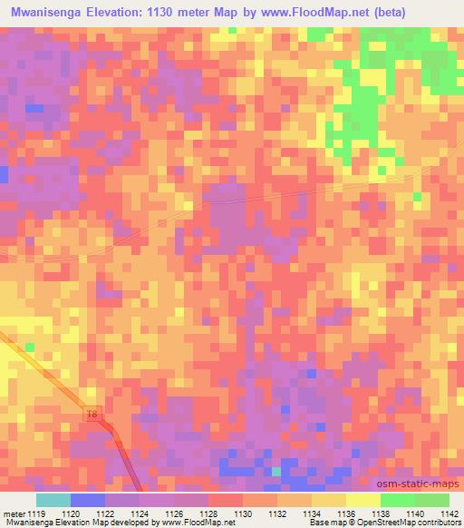 Mwanisenga,Tanzania Elevation Map