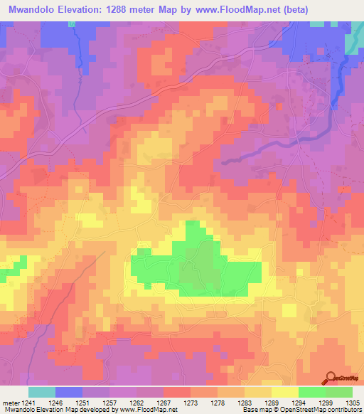 Mwandolo,Tanzania Elevation Map