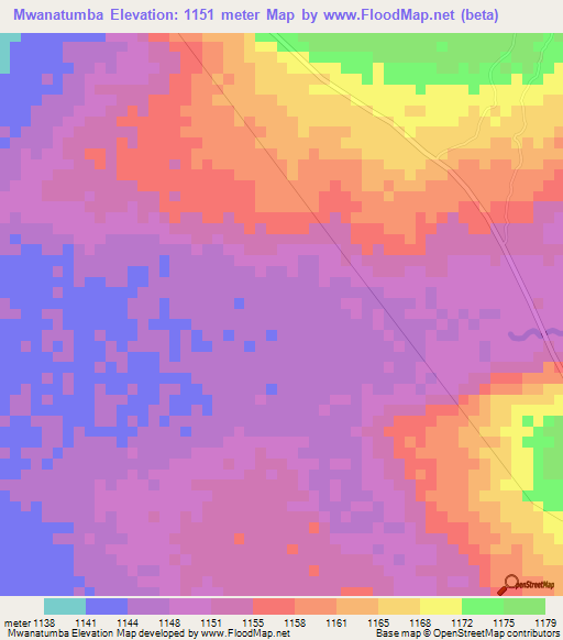 Mwanatumba,Tanzania Elevation Map