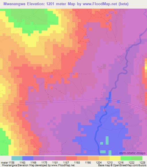 Mwanangwa,Tanzania Elevation Map