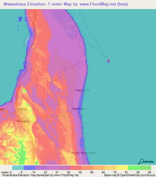 Mwanahaza,Tanzania Elevation Map