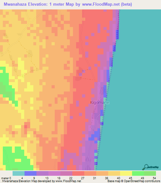 Mwanahaza,Tanzania Elevation Map