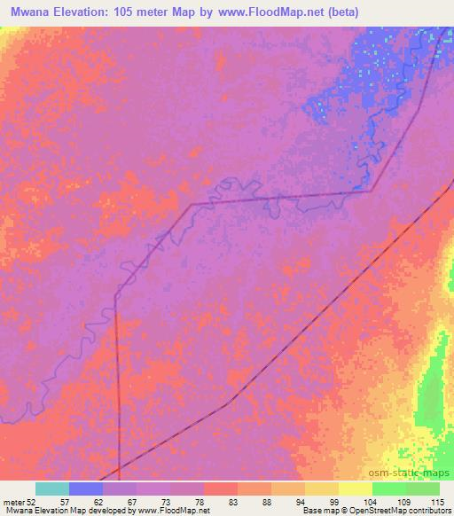 Mwana,Tanzania Elevation Map