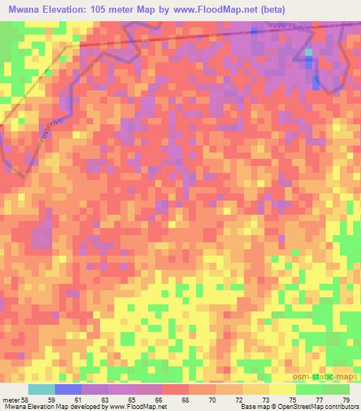Mwana,Tanzania Elevation Map