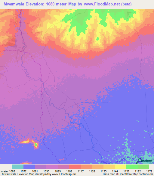 Mwamwala,Tanzania Elevation Map