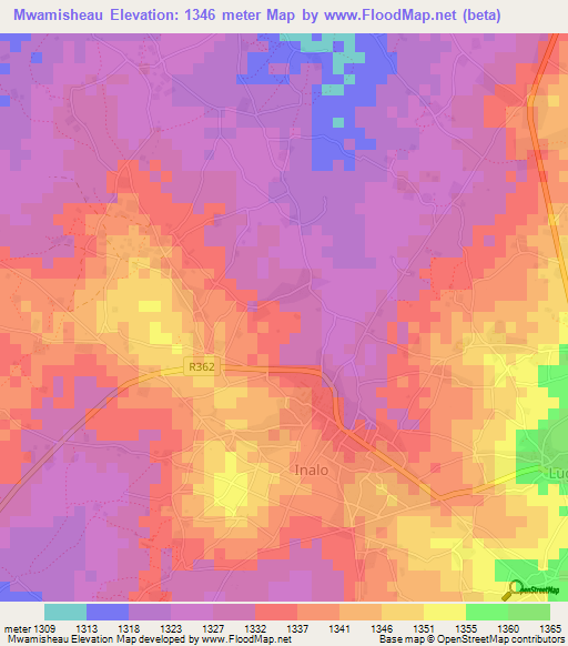 Mwamisheau,Tanzania Elevation Map