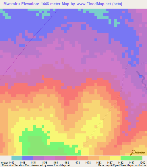 Mwamiru,Tanzania Elevation Map