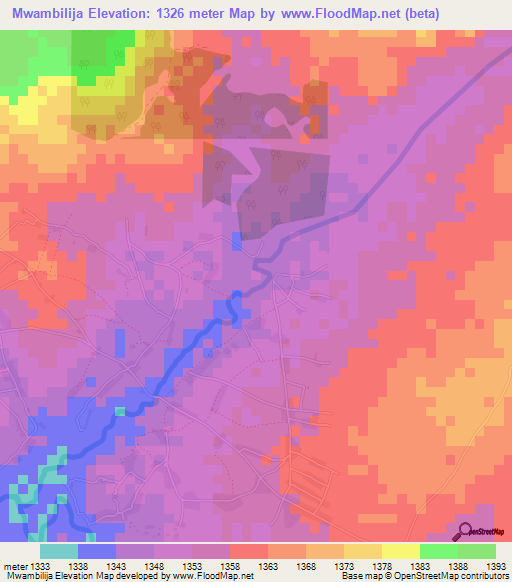 Mwambilija,Tanzania Elevation Map