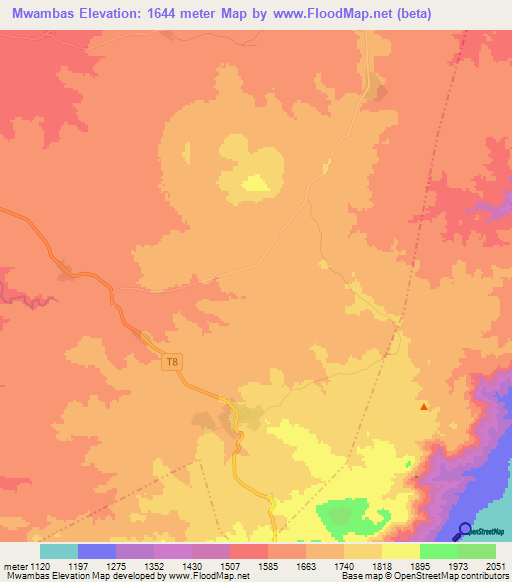 Mwambas,Tanzania Elevation Map