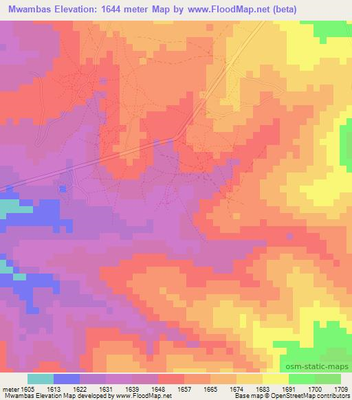 Mwambas,Tanzania Elevation Map