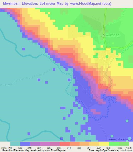 Mwambani,Tanzania Elevation Map