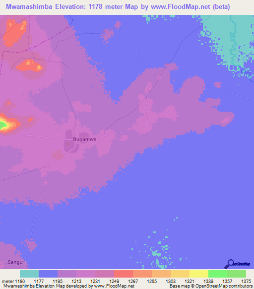 Mwamashimba,Tanzania Elevation Map