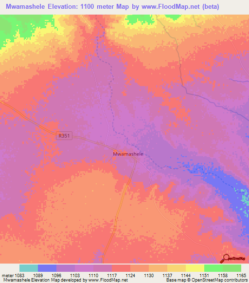 Mwamashele,Tanzania Elevation Map