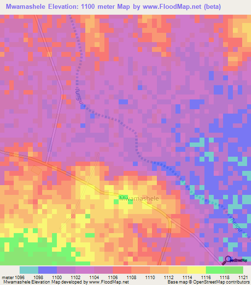 Mwamashele,Tanzania Elevation Map