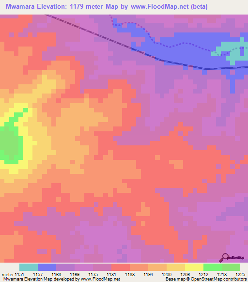 Mwamara,Tanzania Elevation Map