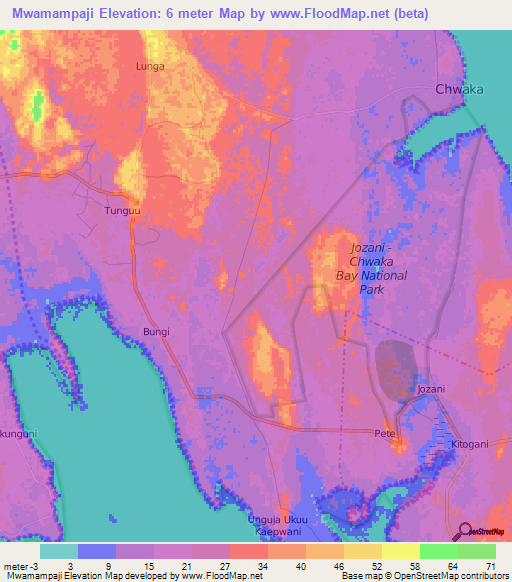 Mwamampaji,Tanzania Elevation Map