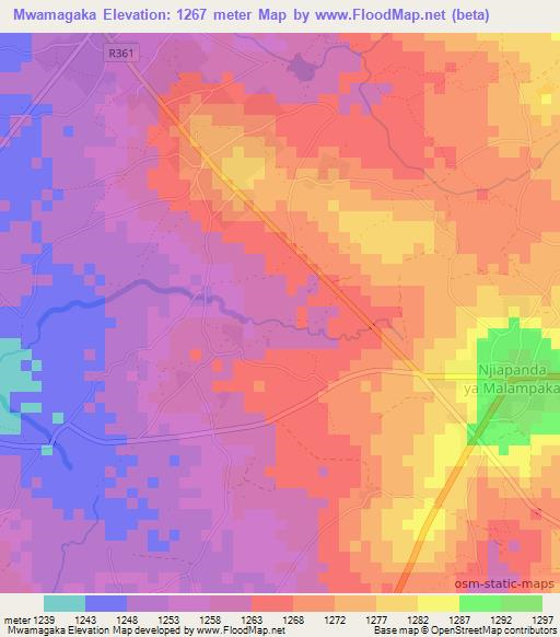 Mwamagaka,Tanzania Elevation Map