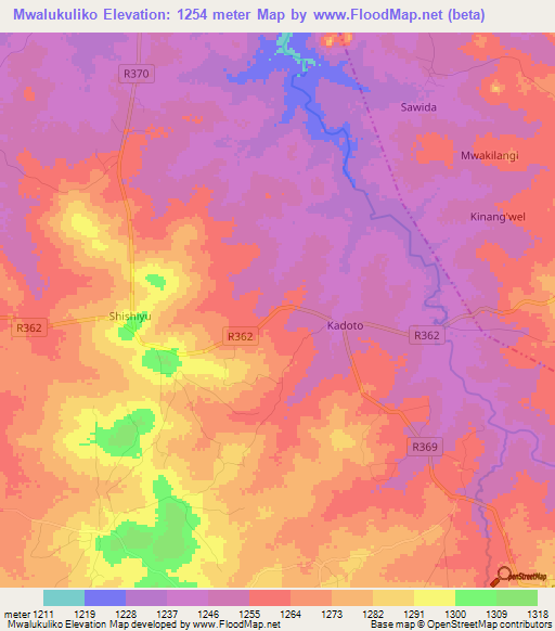 Mwalukuliko,Tanzania Elevation Map