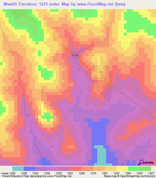 Mwalili,Tanzania Elevation Map