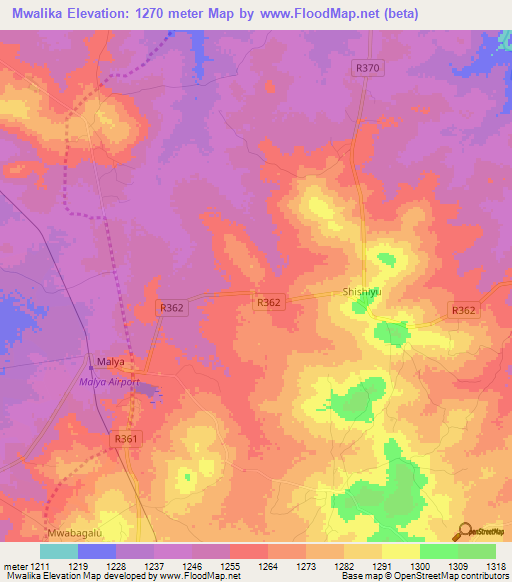 Mwalika,Tanzania Elevation Map