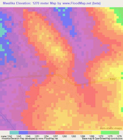 Mwalika,Tanzania Elevation Map