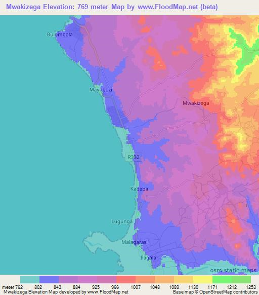 Mwakizega,Tanzania Elevation Map