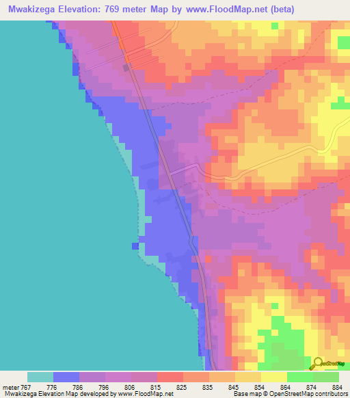 Mwakizega,Tanzania Elevation Map