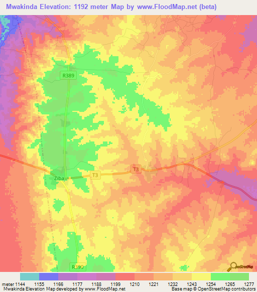 Mwakinda,Tanzania Elevation Map