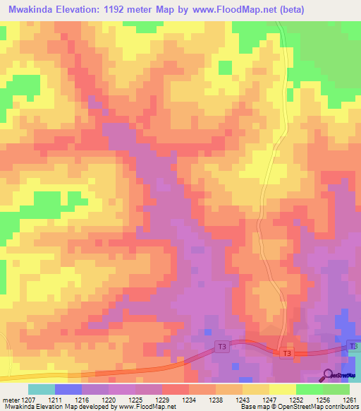 Mwakinda,Tanzania Elevation Map