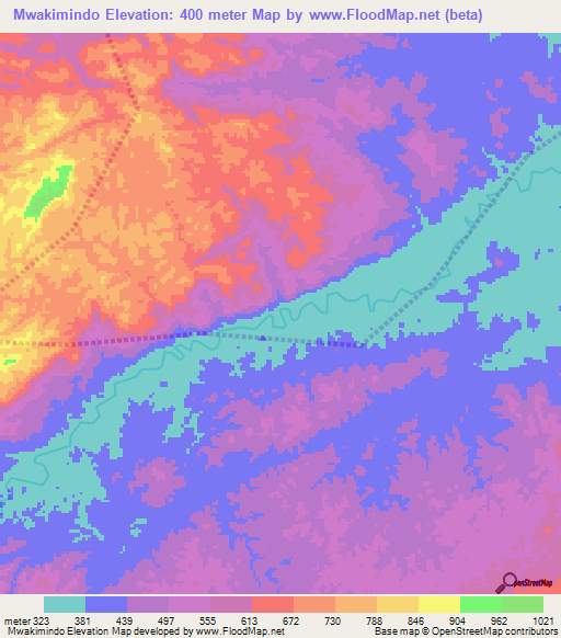 Mwakimindo,Tanzania Elevation Map