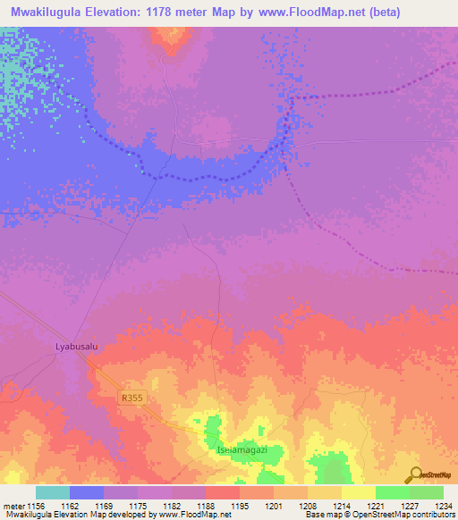 Mwakilugula,Tanzania Elevation Map