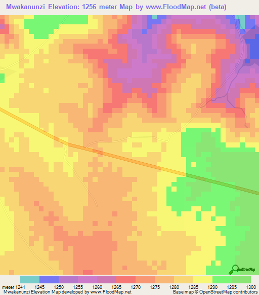 Mwakanunzi,Tanzania Elevation Map