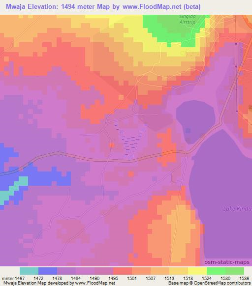 Mwaja,Tanzania Elevation Map