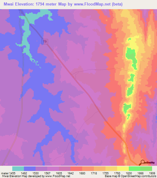 Mwai,Tanzania Elevation Map