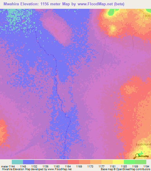 Mwahira,Tanzania Elevation Map