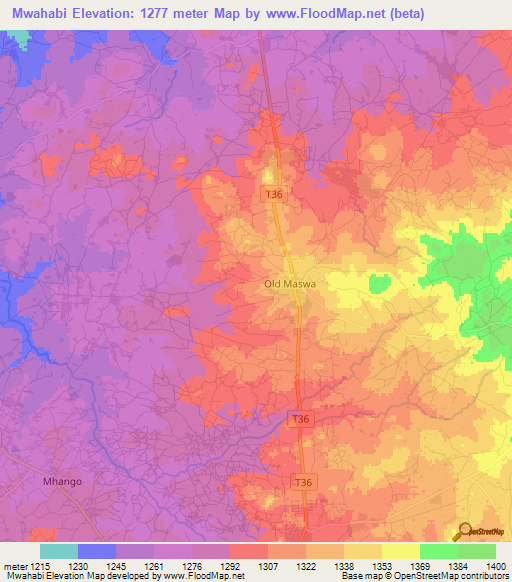 Mwahabi,Tanzania Elevation Map