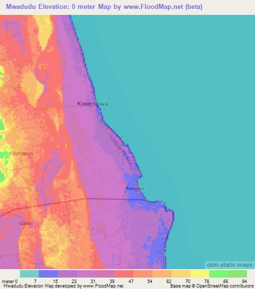 Mwadudu,Tanzania Elevation Map