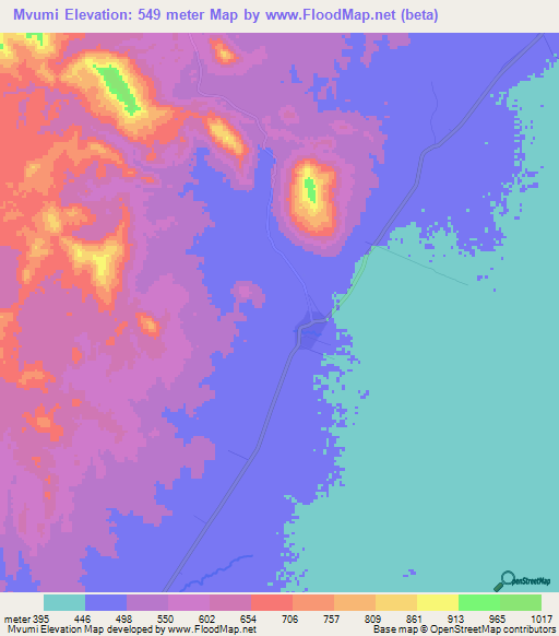 Mvumi,Tanzania Elevation Map