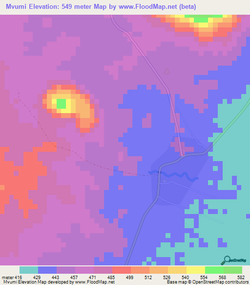 Mvumi,Tanzania Elevation Map