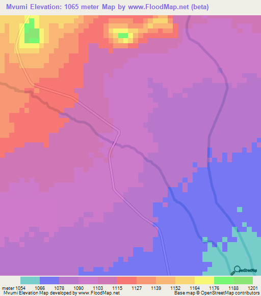 Mvumi,Tanzania Elevation Map