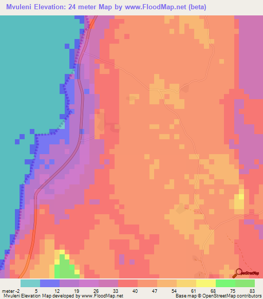 Mvuleni,Tanzania Elevation Map