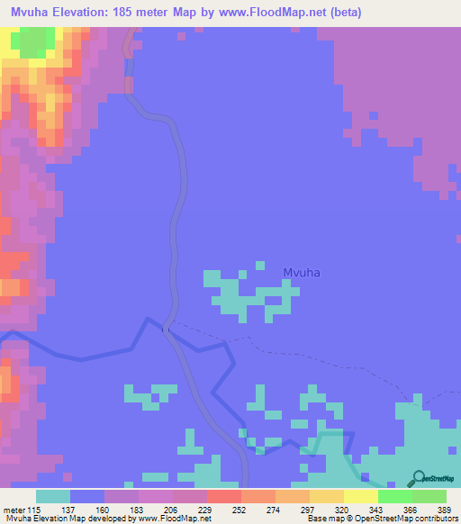 Mvuha,Tanzania Elevation Map